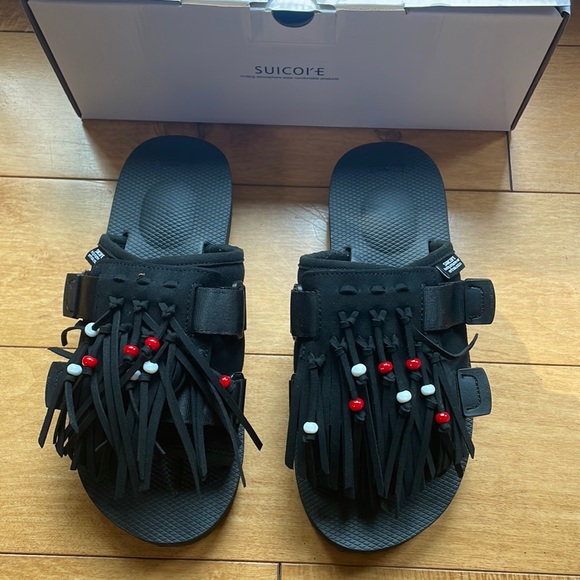 *NWB* SUICOKE - Hoto-Cab - Black Fringe Slides,All Products : American Fashion Style Bags On Sale